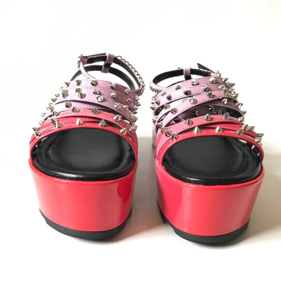 NWOB Versace Jeans Couture Mallory Platform Sandals Womens 35 5 Purple Red NEW - Picture 7 of 13
